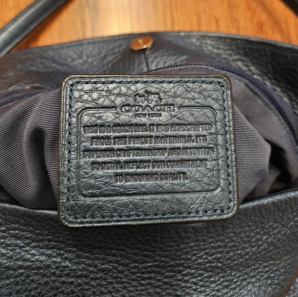 Coach Metallic Navy Pebbled Leather Boho Shoulder Bag w/ Silver Accents - Picture 8 of 12